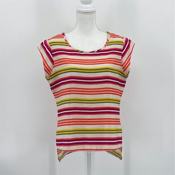 SOLD The Limited Striped Semi Sheer Cap Sleeve Blouse - Picture 4 of 7